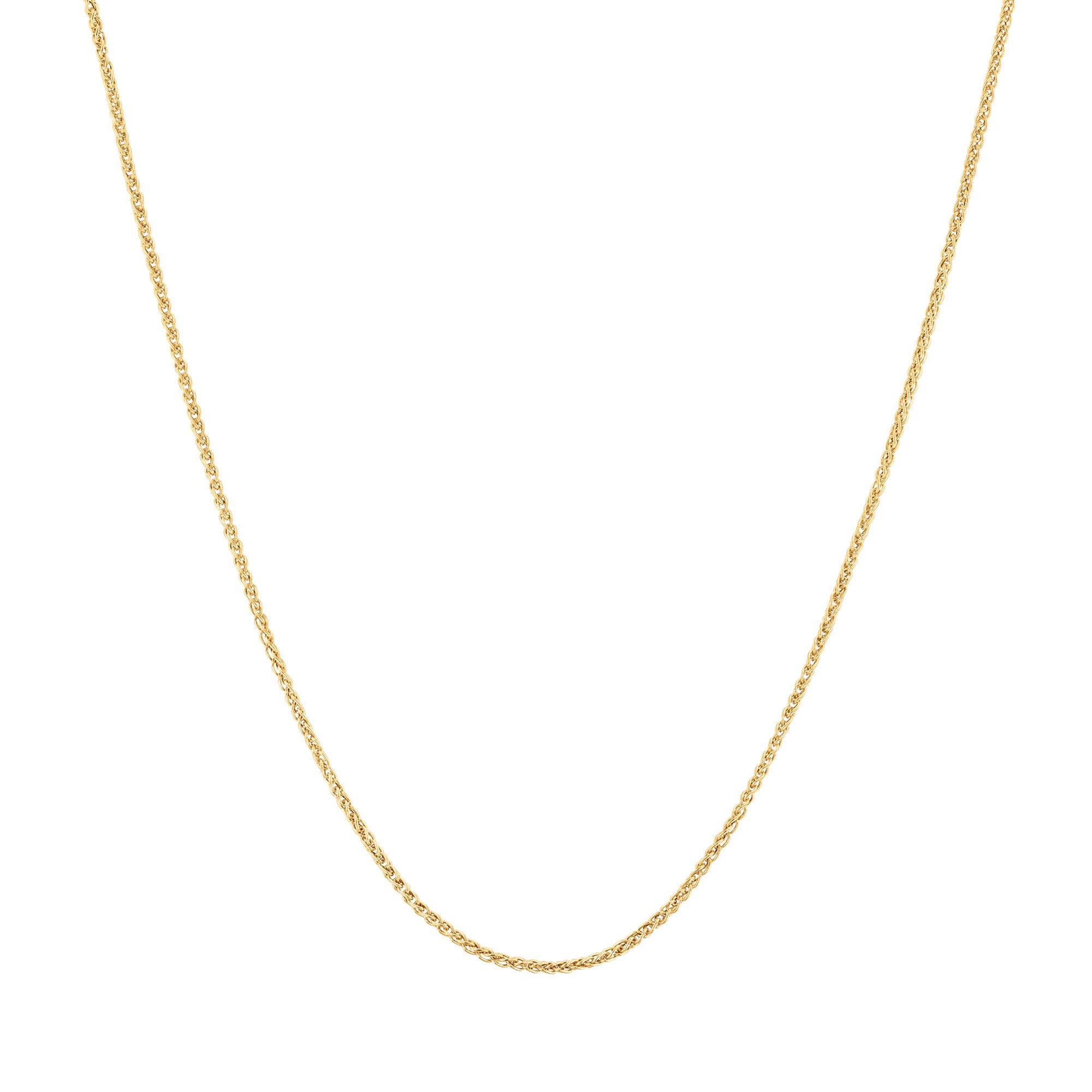 Yellow Gold Adjustable Diamond Cut Spiga Chain Necklace 1.6mm