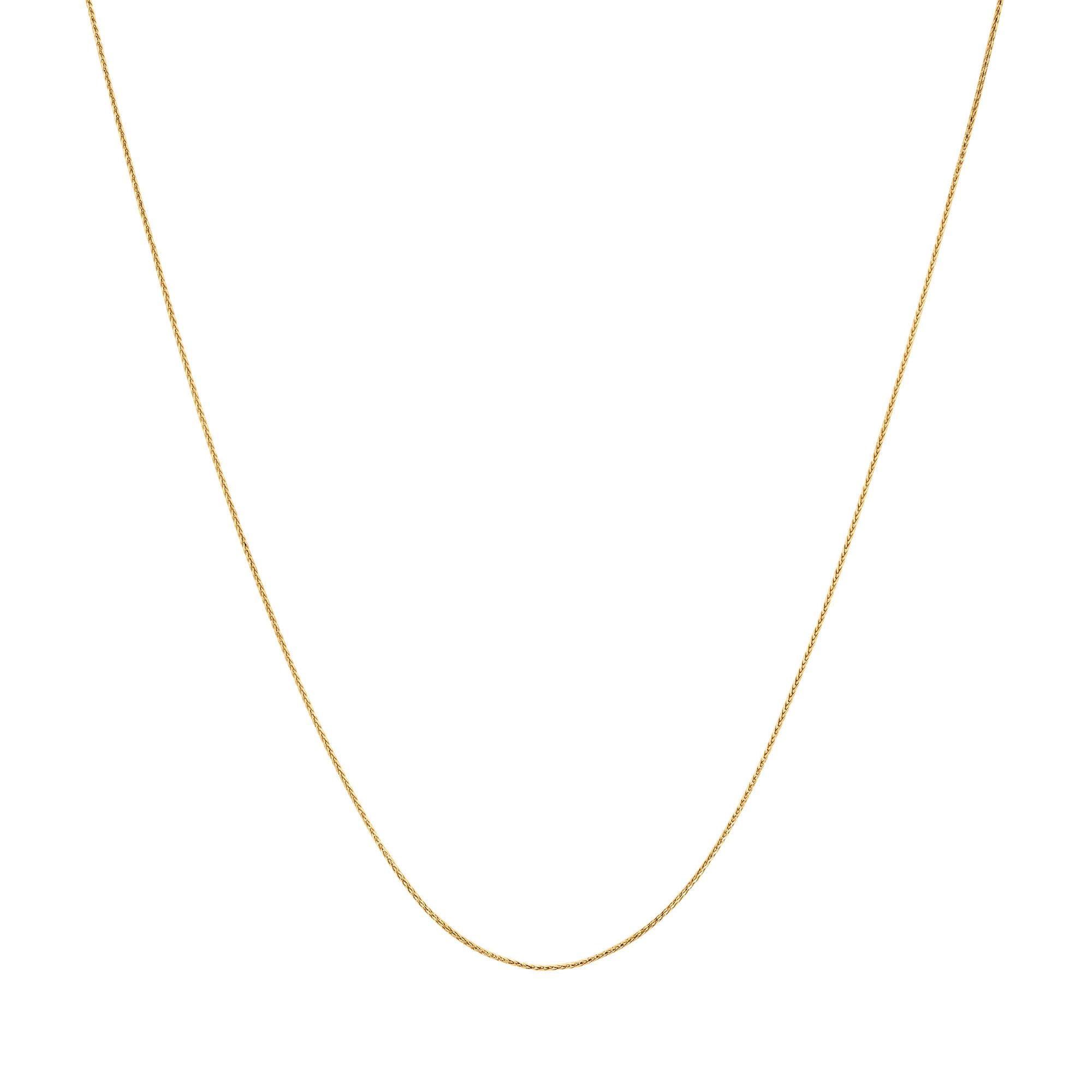 Yellow Gold Adjustable Diamond Cut Wheat Chain Necklace