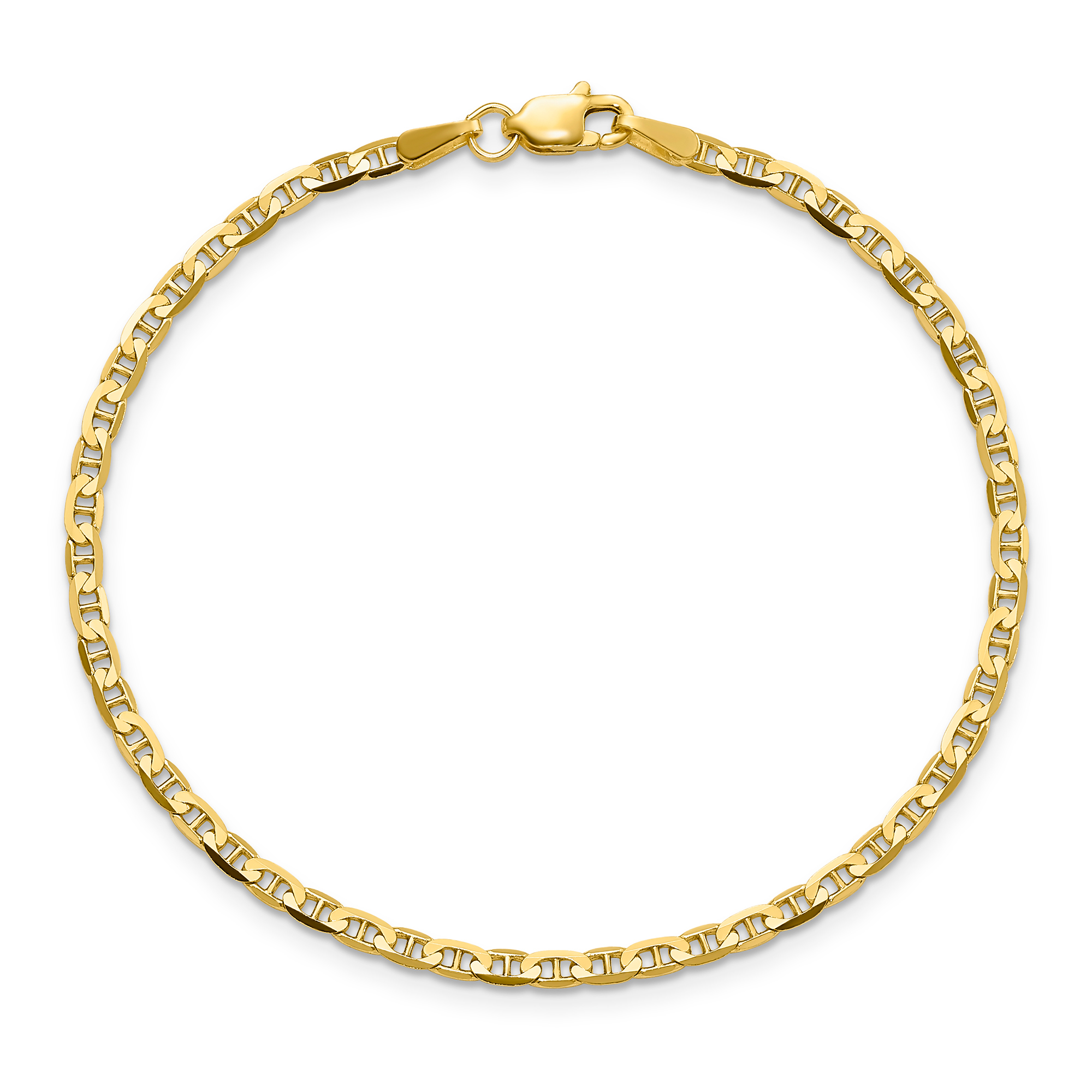 Yellow Gold Anchor Link Anklet 2.4mm