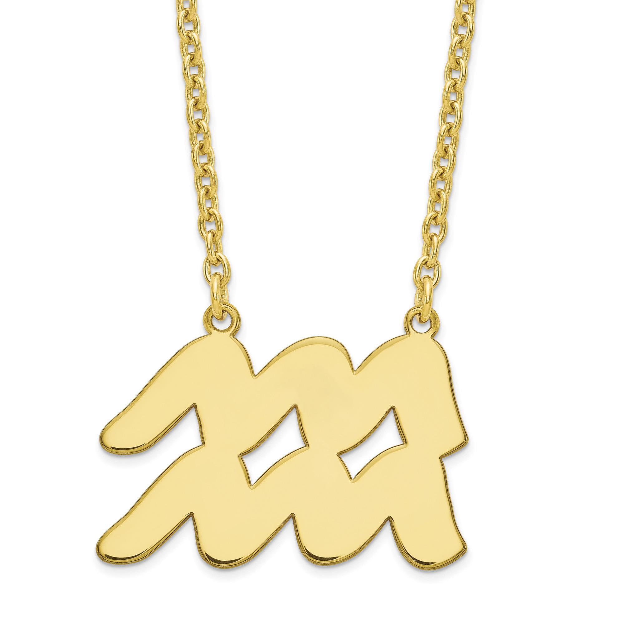 Yellow Gold Aquarius Zodiac Plate Necklace