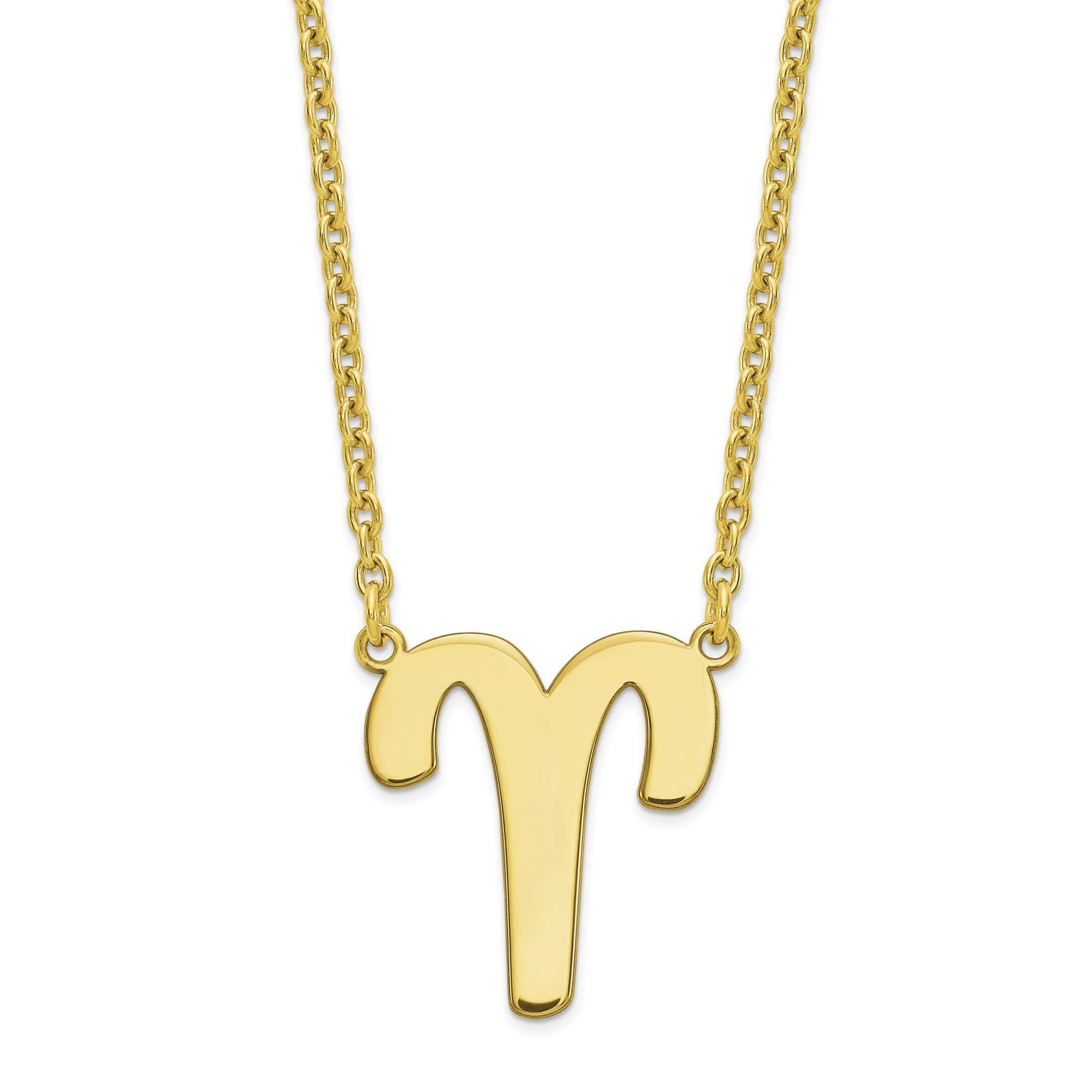 Yellow Gold Aries Zodiac Plate Necklace