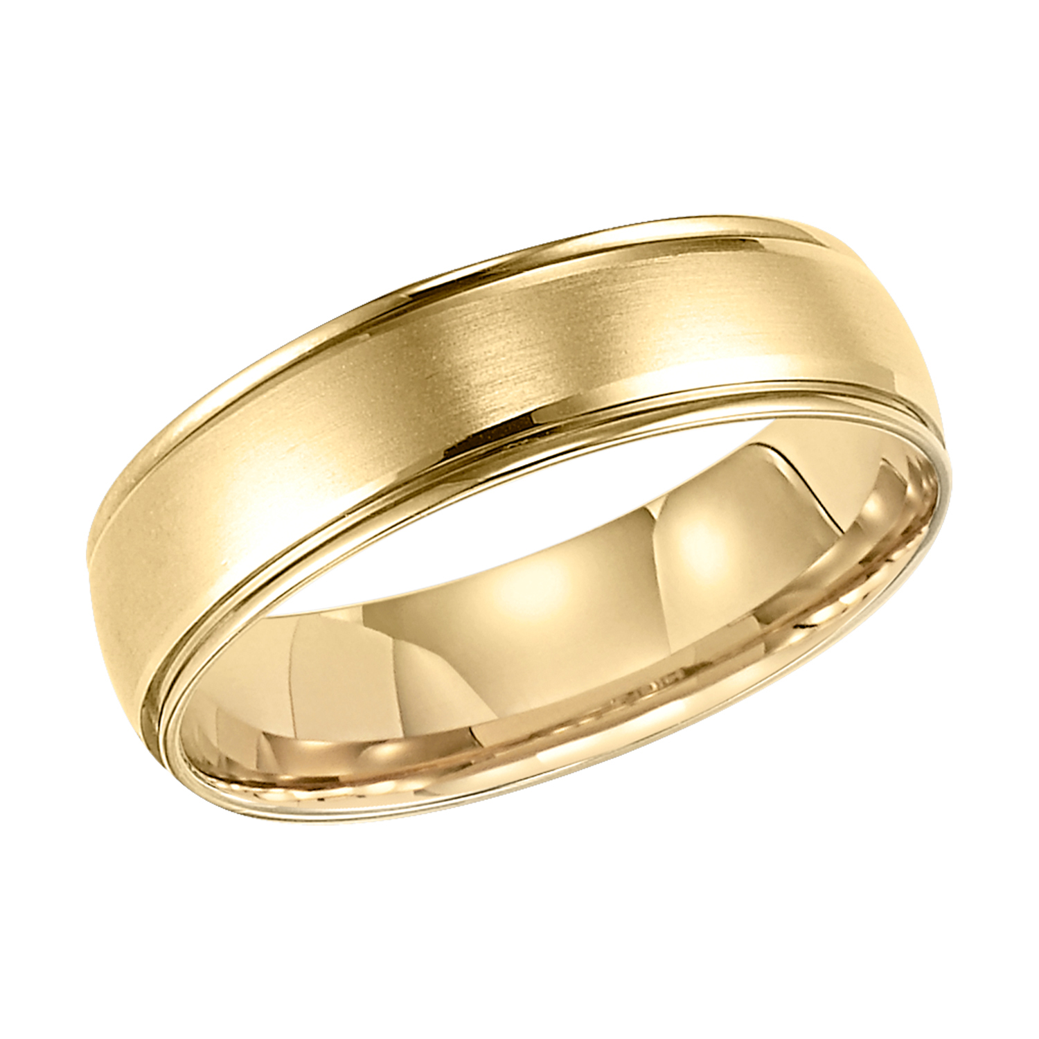 Yellow Gold Brushed Finish Round Edge Comfort Fit Wedding Band | 6mm | Size 8.5