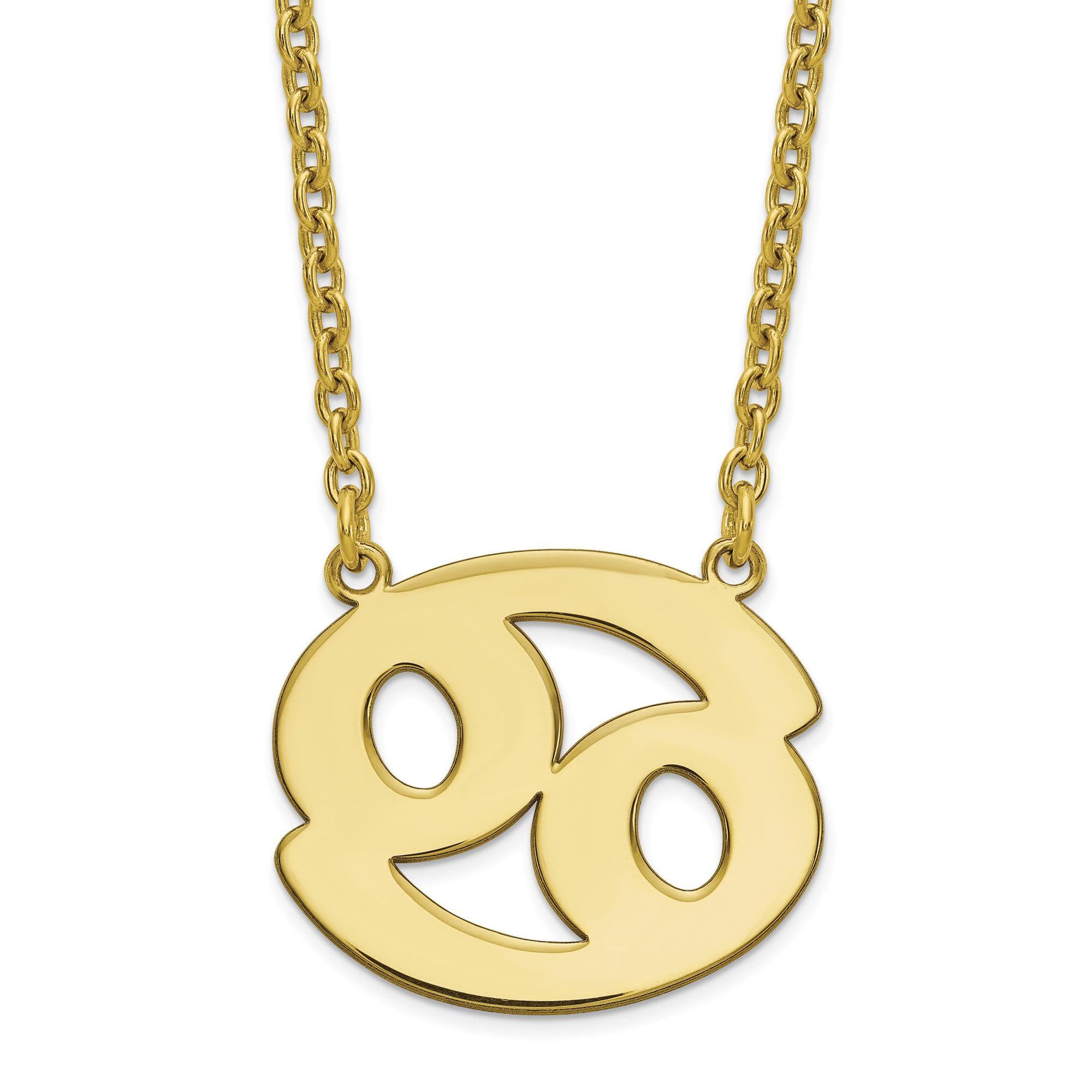 Yellow Gold Cancer Zodiac Plate Necklace