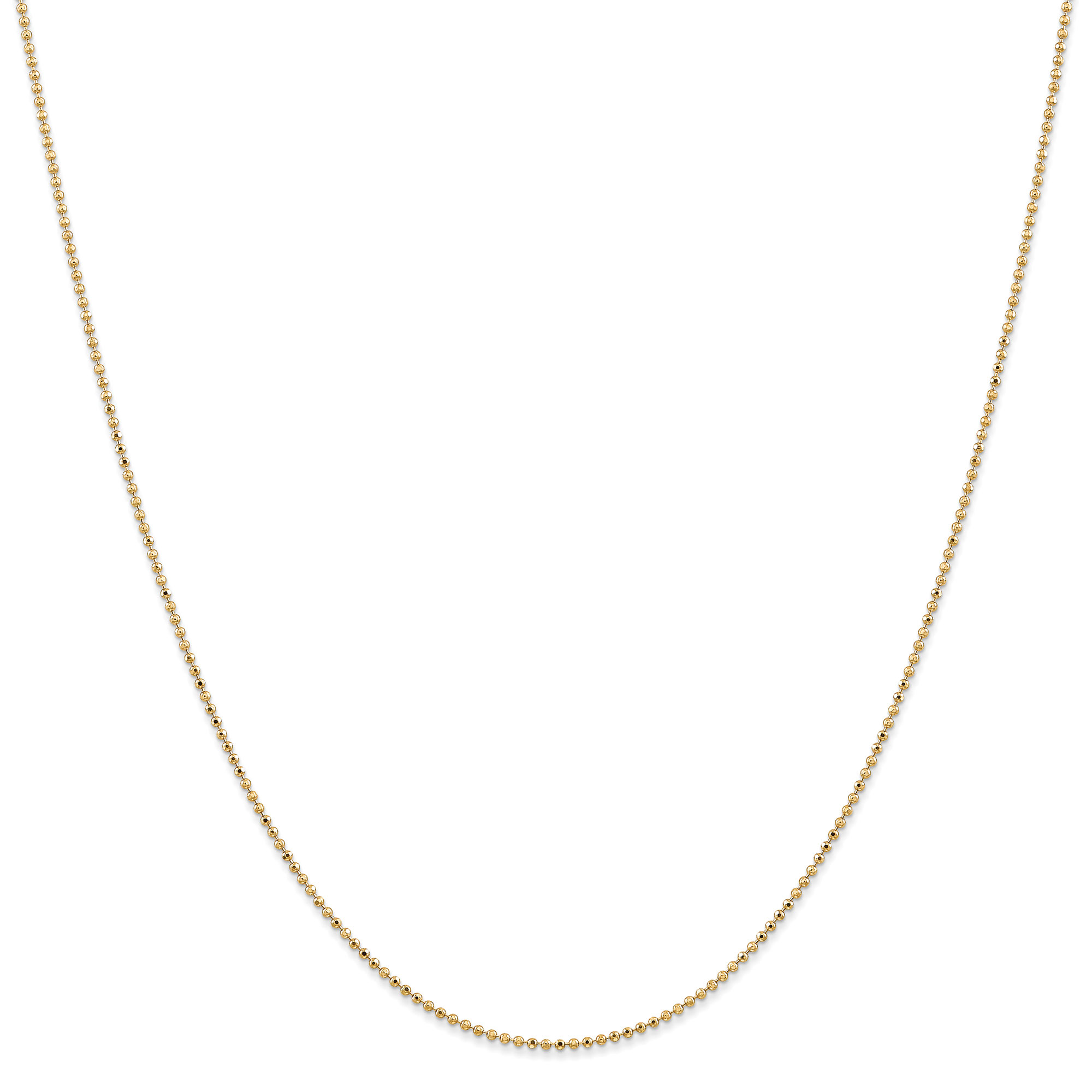 Yellow Gold Solid Diamond-Cut Beaded Pendant Chain Necklace | 1.2