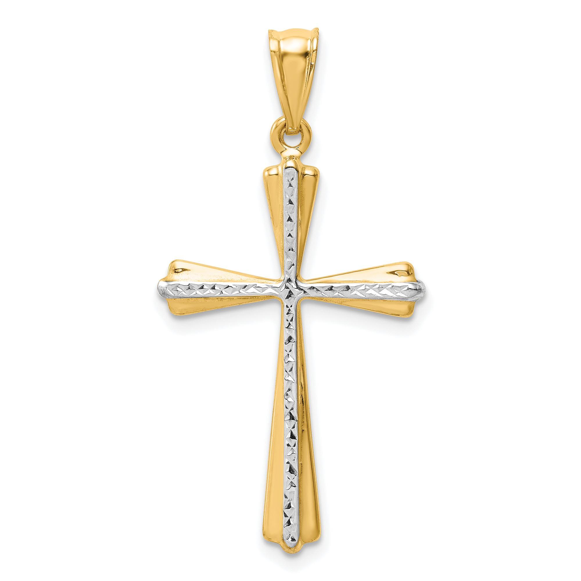 Yellow Gold Diamond-Cut Cross Pendant