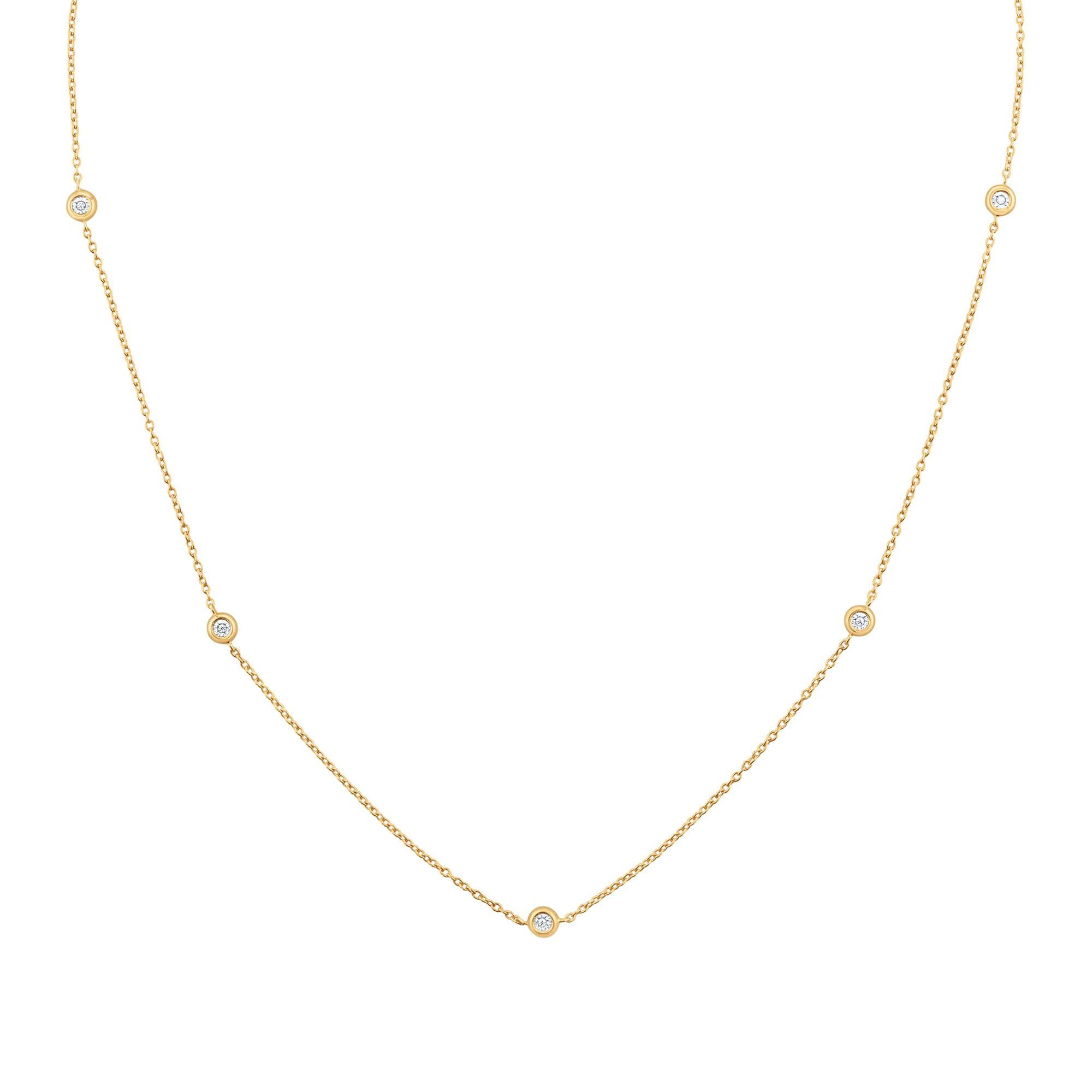 Yellow Gold Diamond Accent Station Necklace