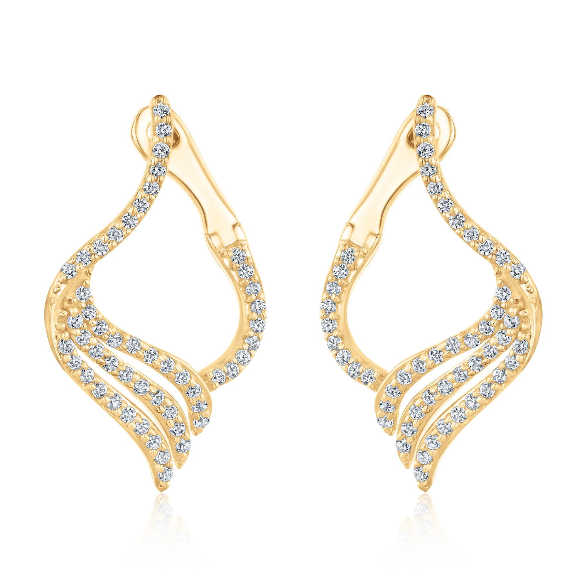 Yellow Gold Diamond Front Back Earrings 1/2ctw