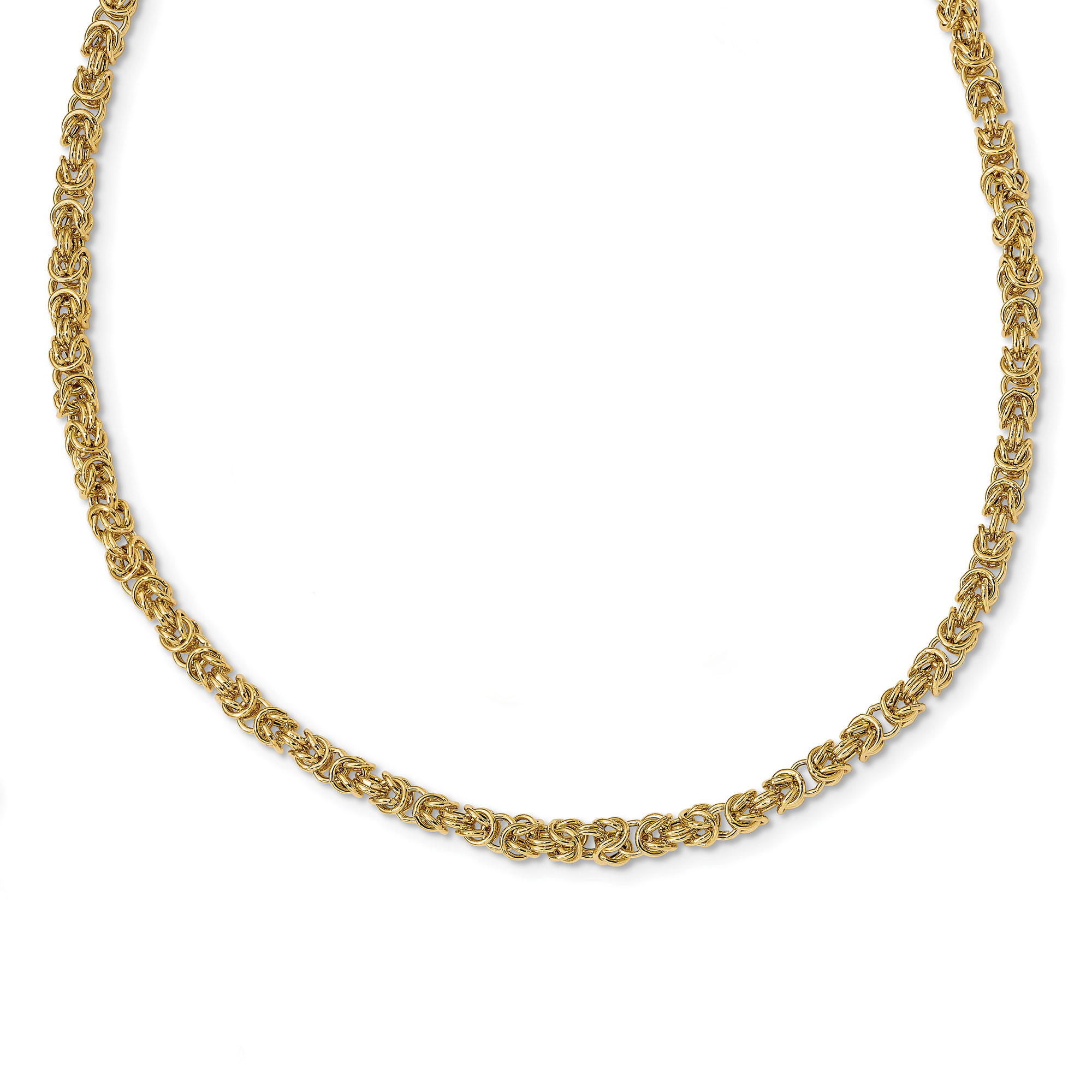 Yellow Gold Semi-Solid Fancy Link Chain Necklace | 3.6mm | 18 Inc