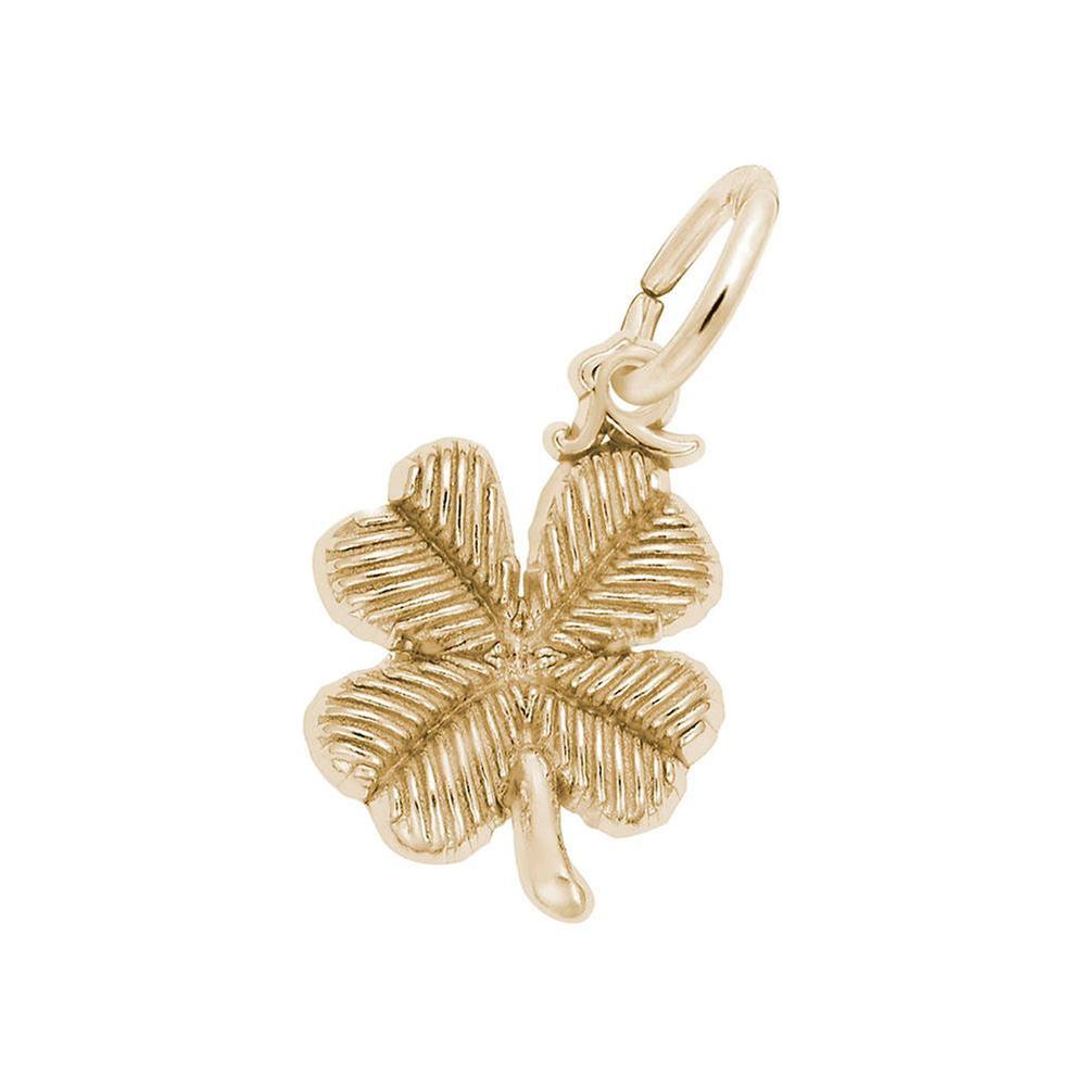 REEDS 14K Yellow Gold Four Leaf Clover Accent 2D Charm