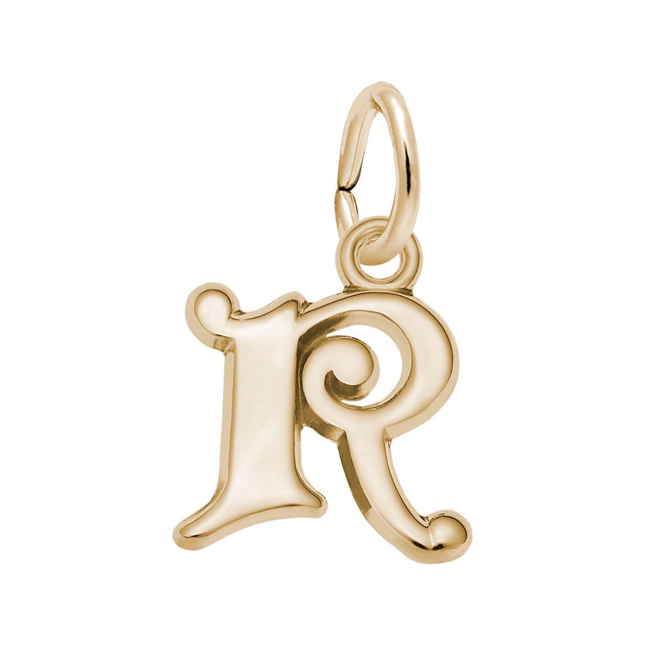14k Yellow Gold Initial R Flat Charm