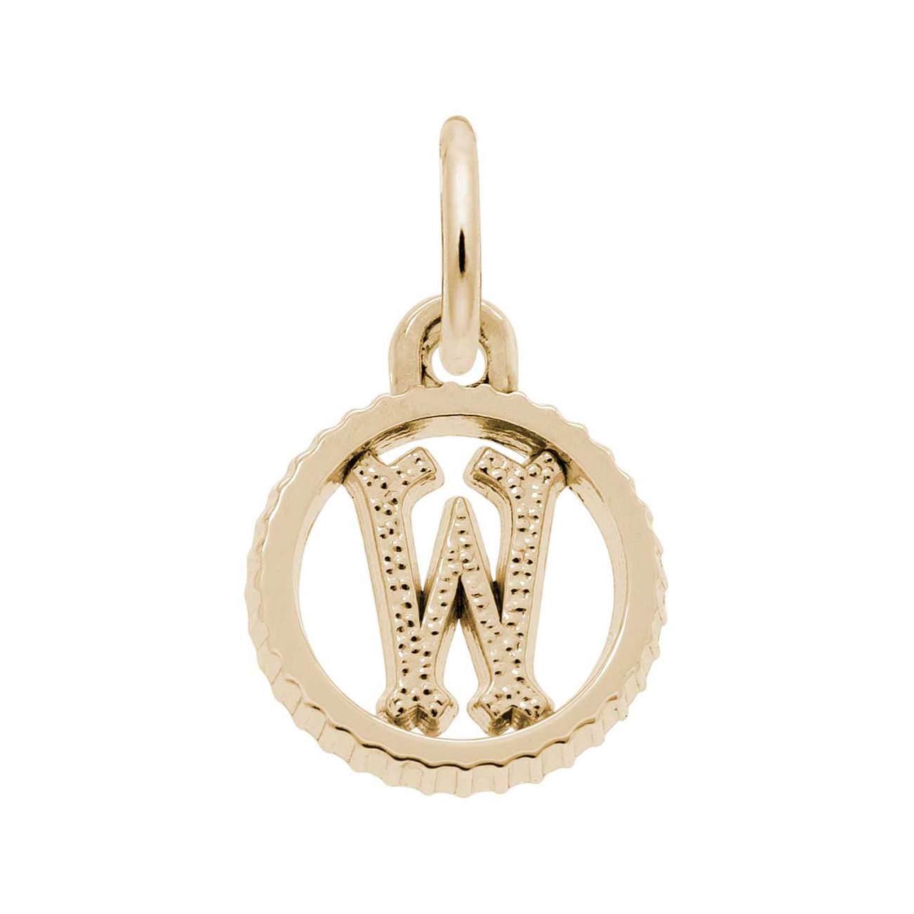 Yellow Gold Initial W Small Open Disc Flat Charm