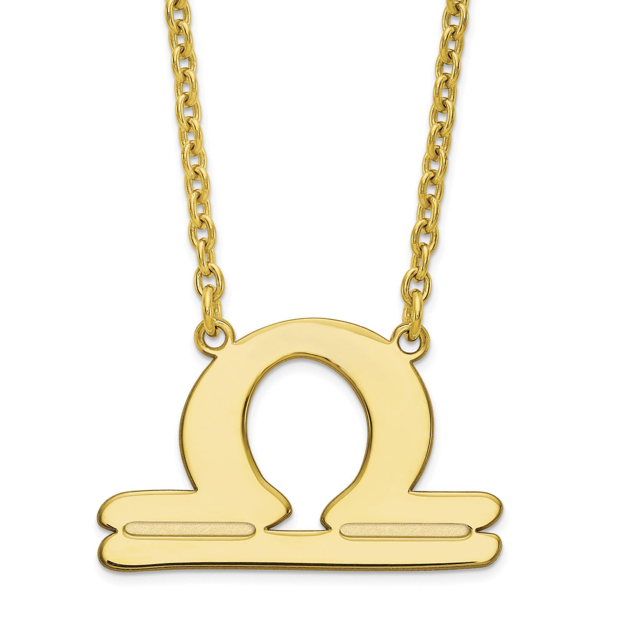 Yellow Gold Libra Zodiac Plate Necklace