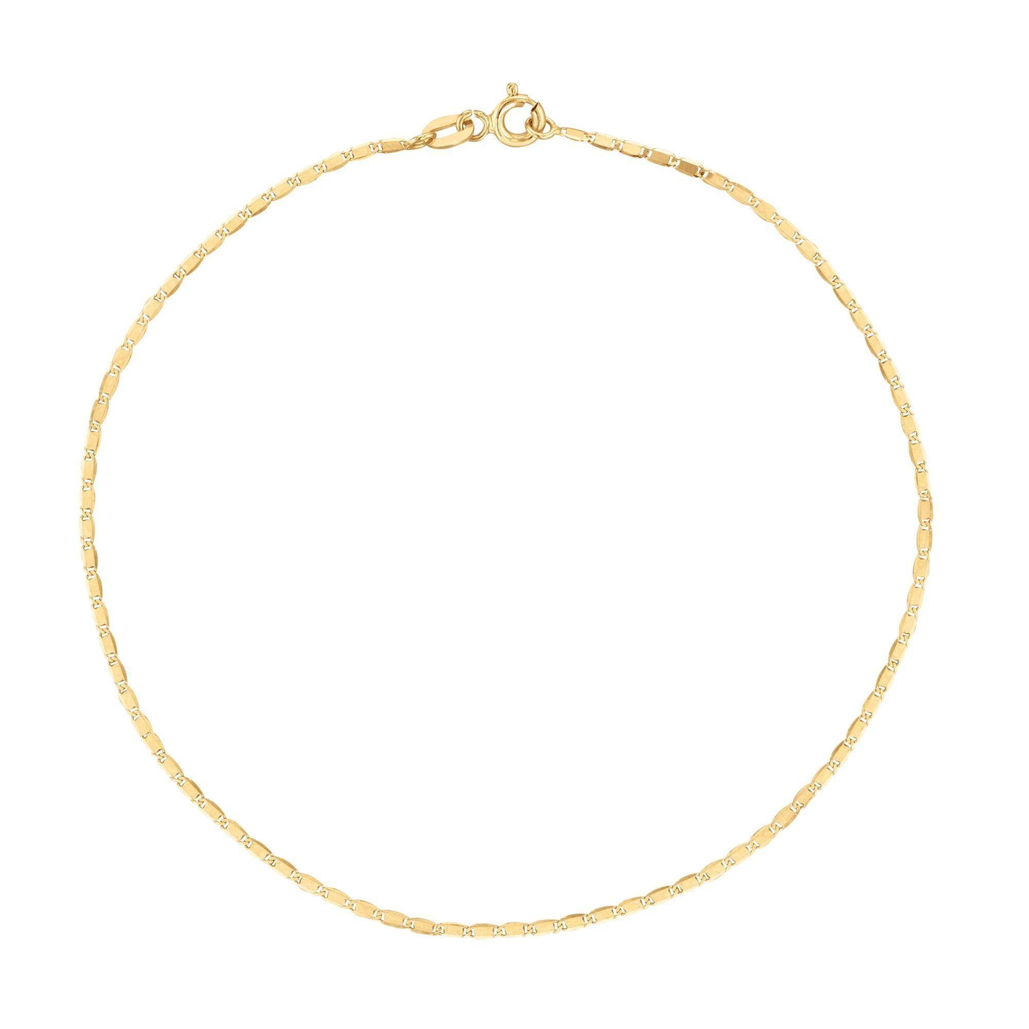 REEDS Yellow Gold Solid Valentino Link Chain Anklet 15mm 158$