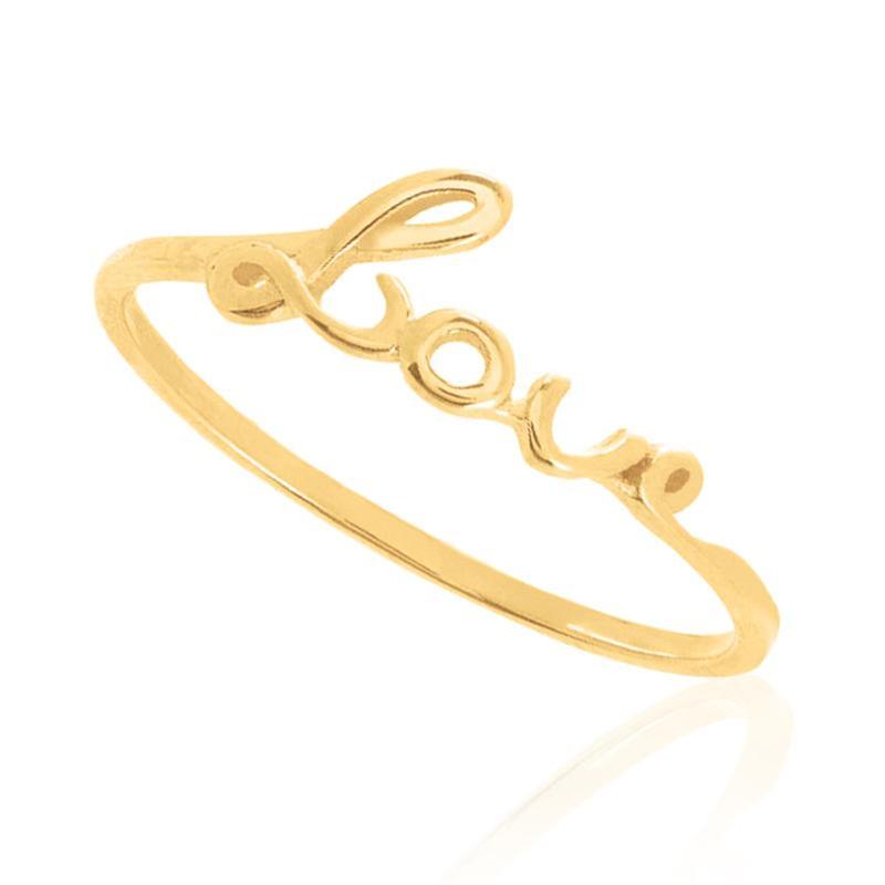 Yellow Gold Love Ring - Size 8