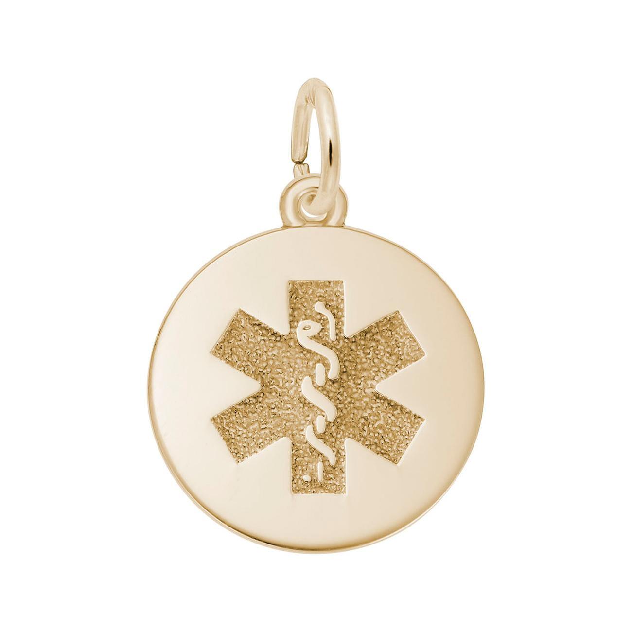 Yellow Gold Medical Symbol Flat Charm