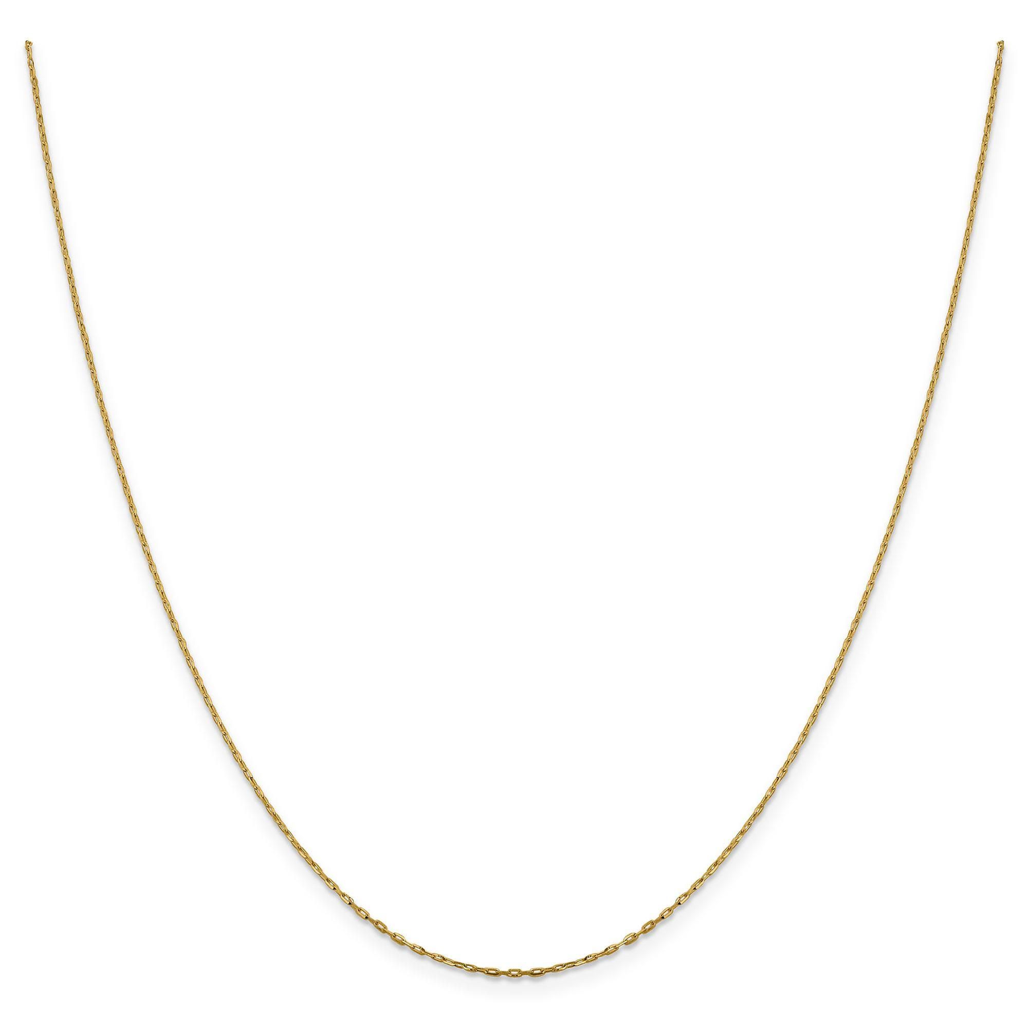 Yellow Gold Solid Open Long Link Cable Chain Necklace | 1mm | 20 