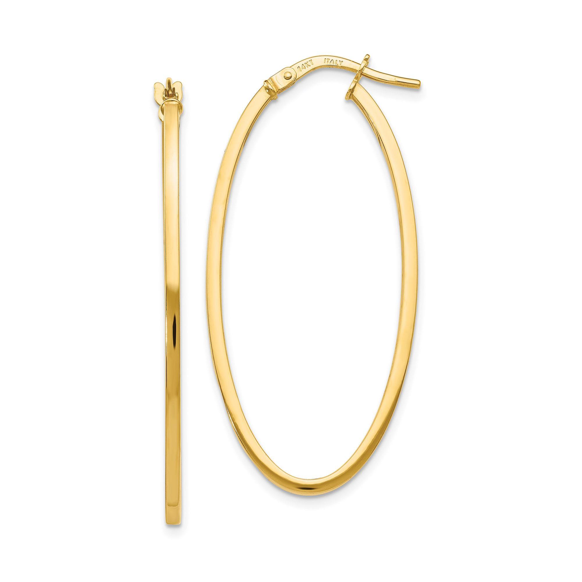 Yellow Gold Oval Hoop Earrings | 1.5x40mm