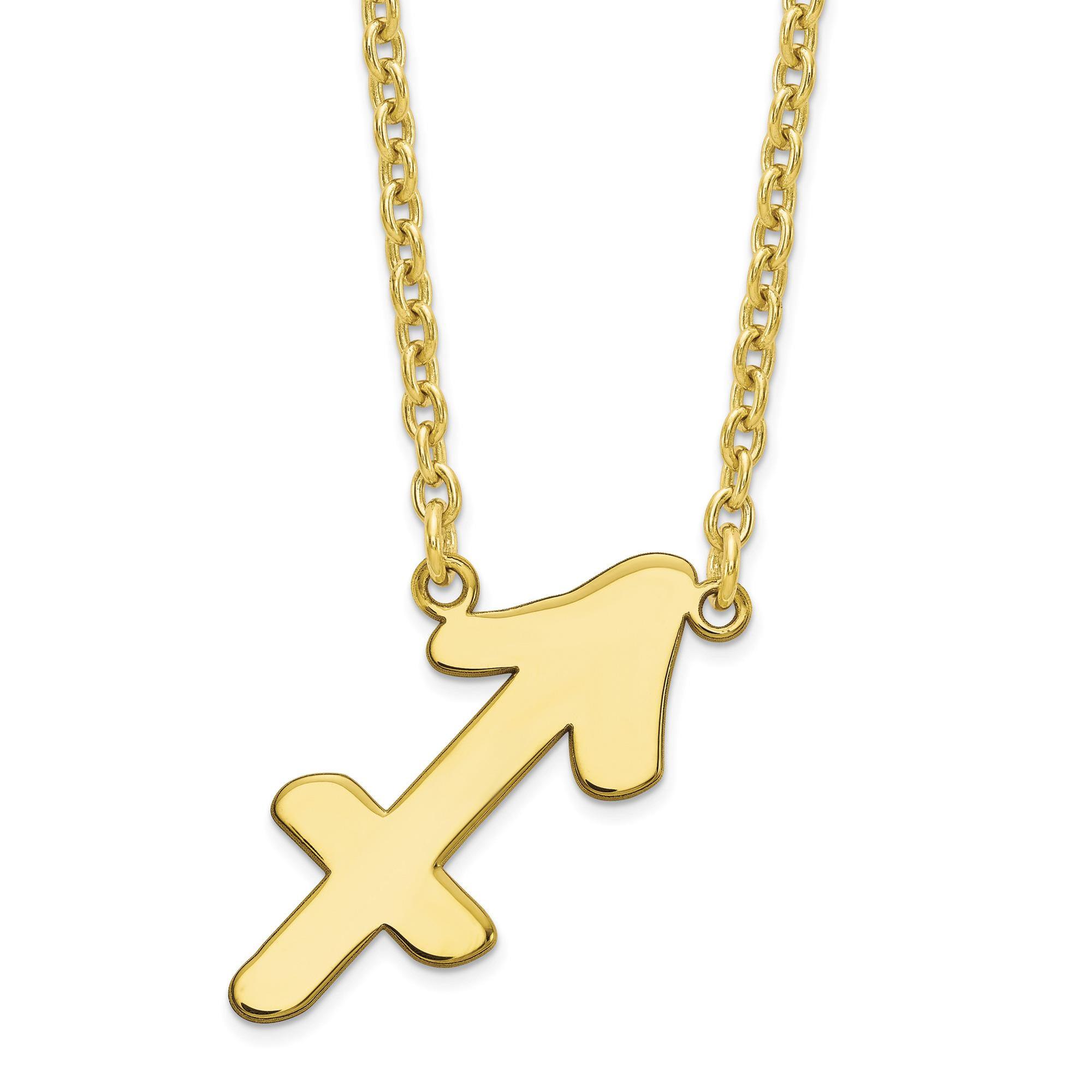 Yellow Gold Sagittarius Zodiac Plate Necklace