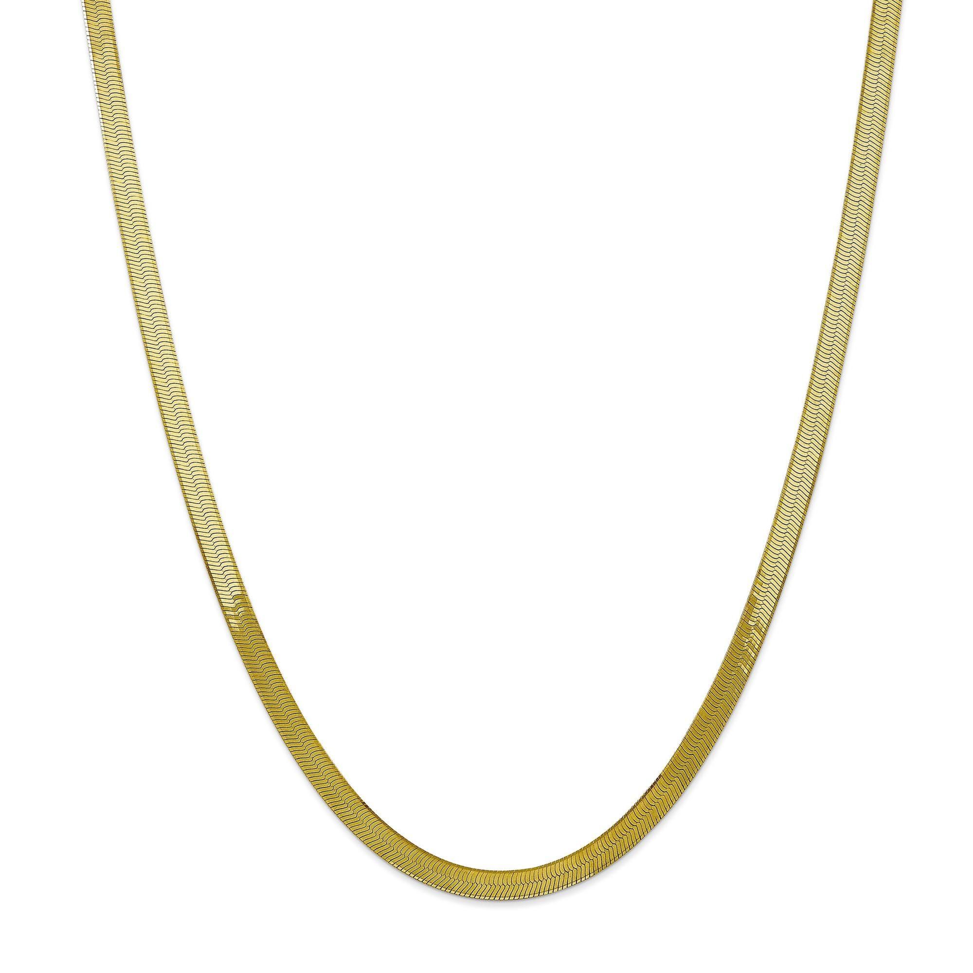 Yellow Gold Solid Silky Herringbone Chain Necklace | 5mm | 22 Inc