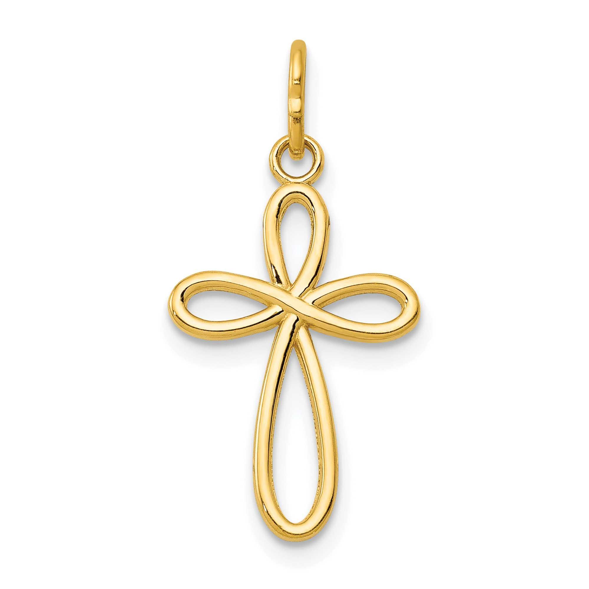 Yellow Gold Small Ribbon Cross Pendant