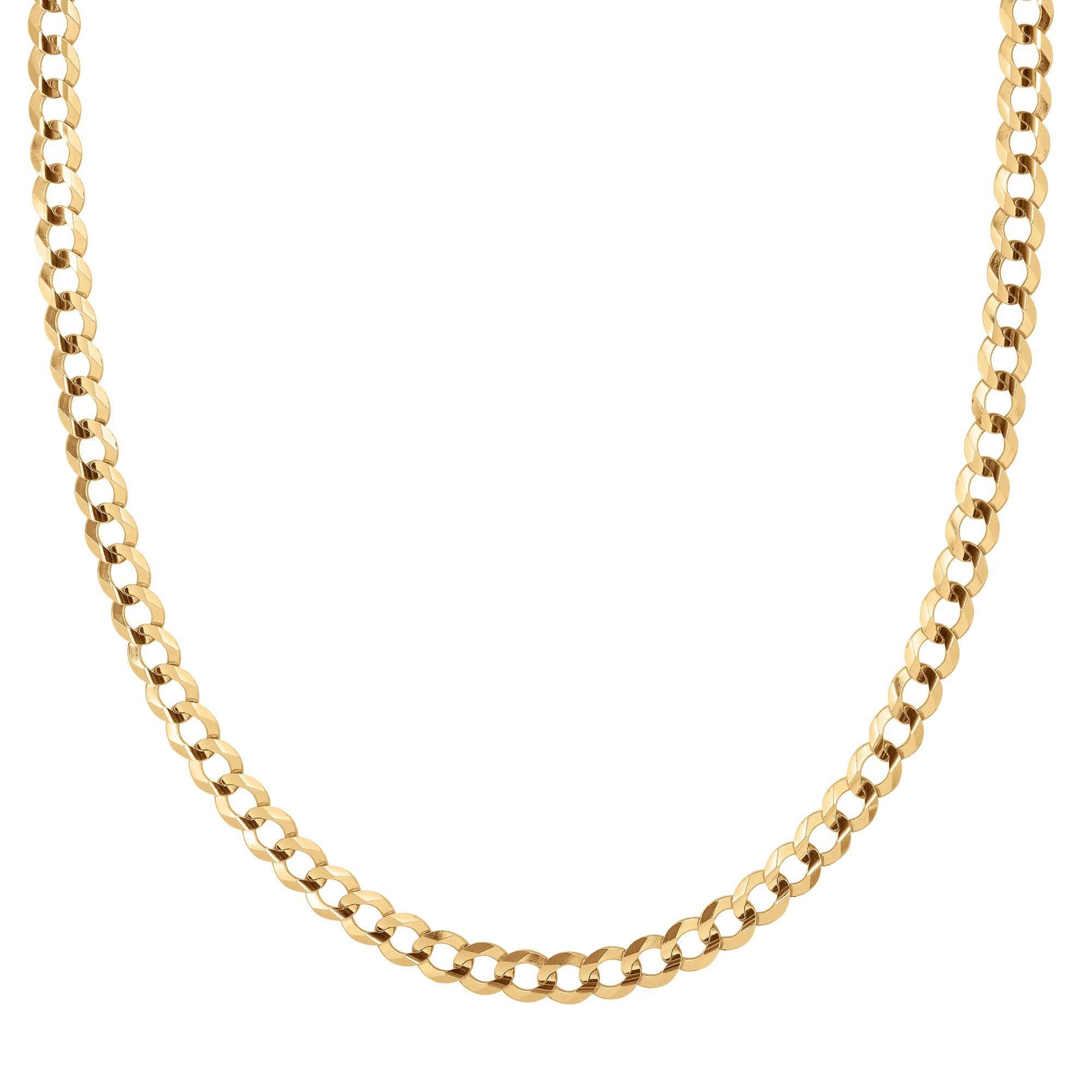 Yellow Gold Solid Comfort Curb Chain Necklace | 7mm | 24 Inches