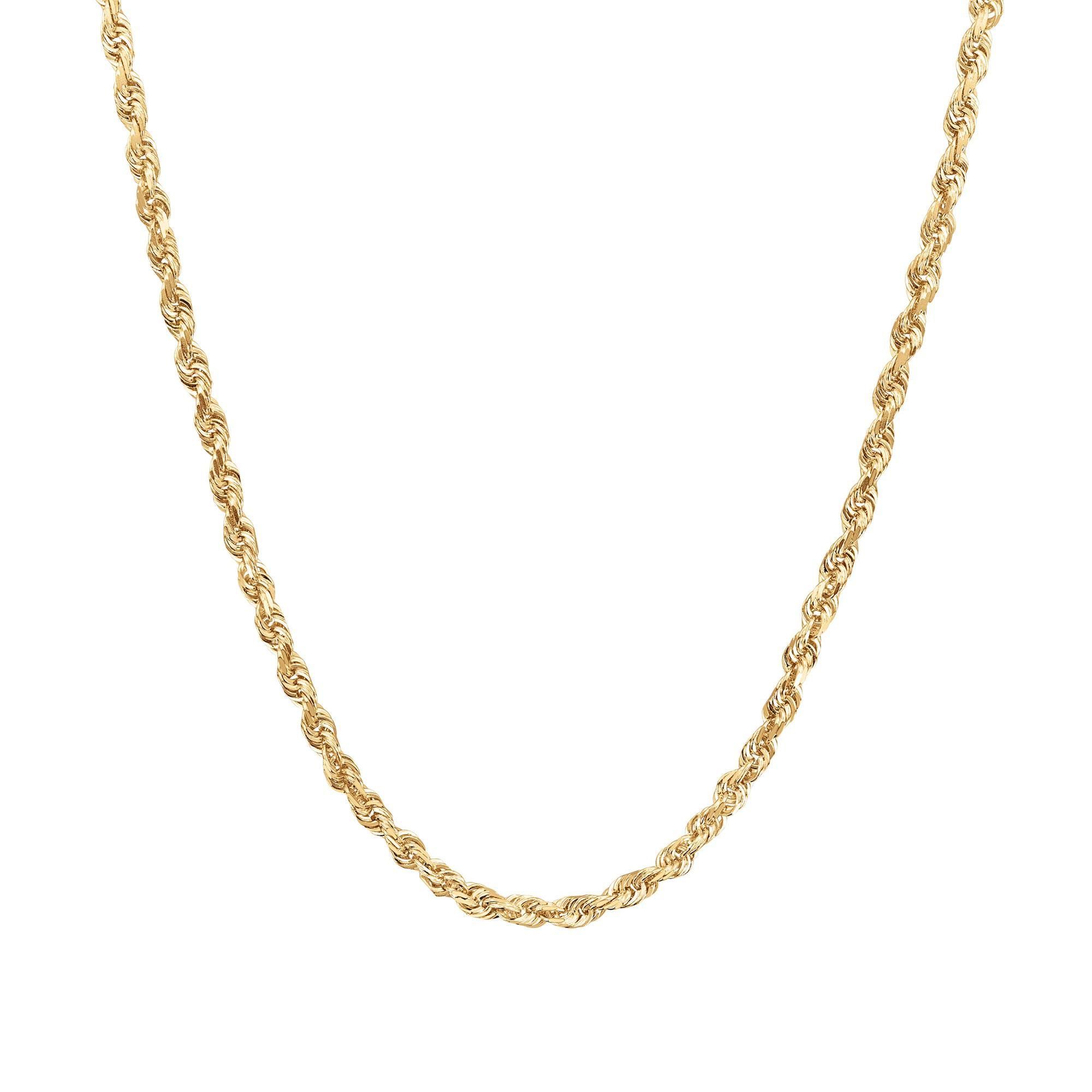Yellow Gold Solid Diamond-Cut Rope Chain Necklace | 5mm | 24 Inches