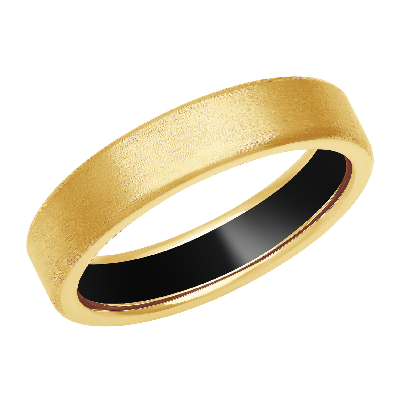 Yellow Gold with Black Ceramic Interior Wedding Band | 5mm | Men's | Size 13
