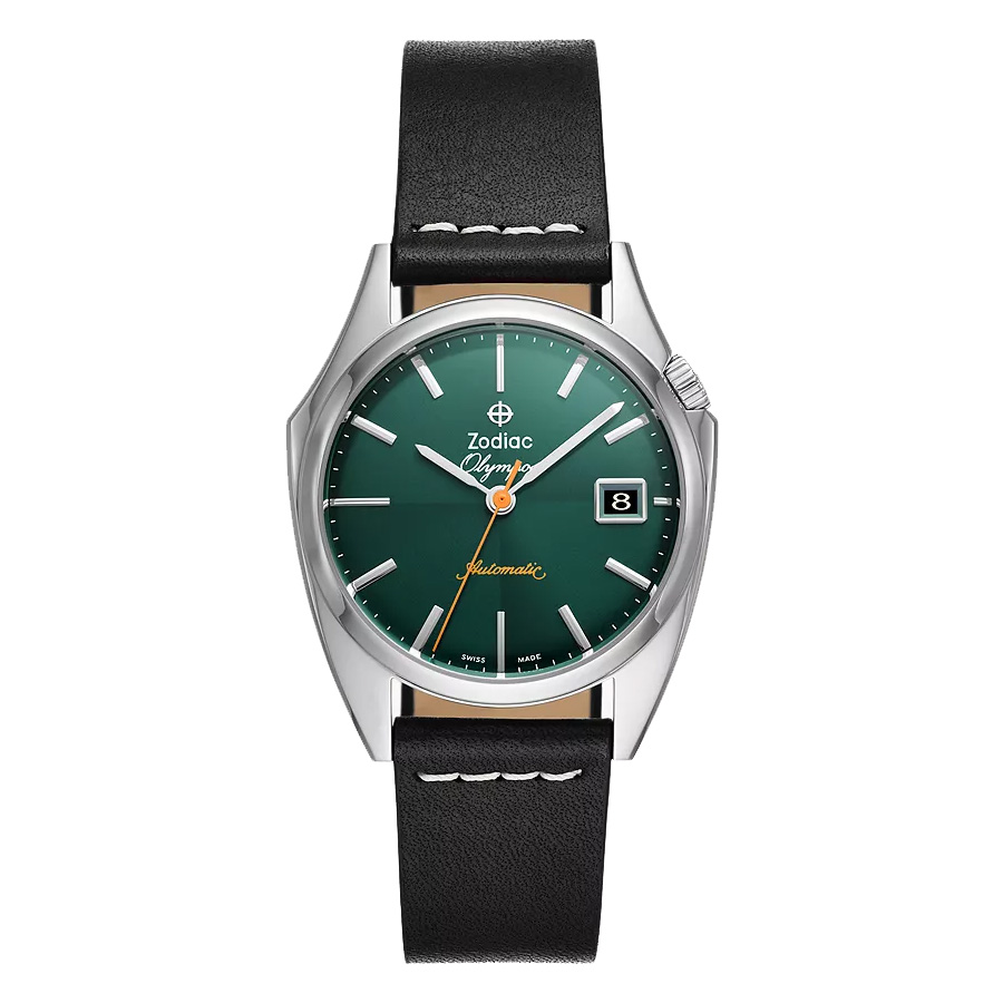 Zodiac Dress Olympos Automatic Green Dial Black Leather Strap Watch 37mm - ZO9714 995$