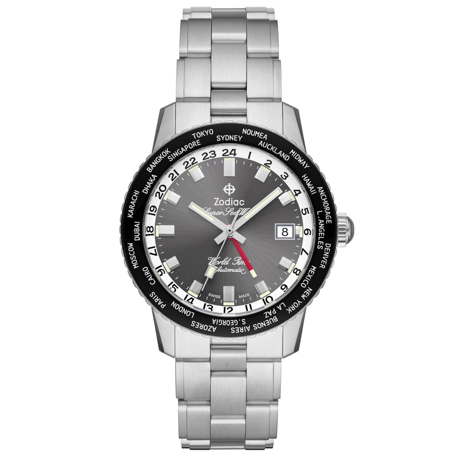Zodiac Limited Edition Super Sea Wolf GMT World Time Automatic Stainless Steel Watch 40mm - ZO9409 1257$