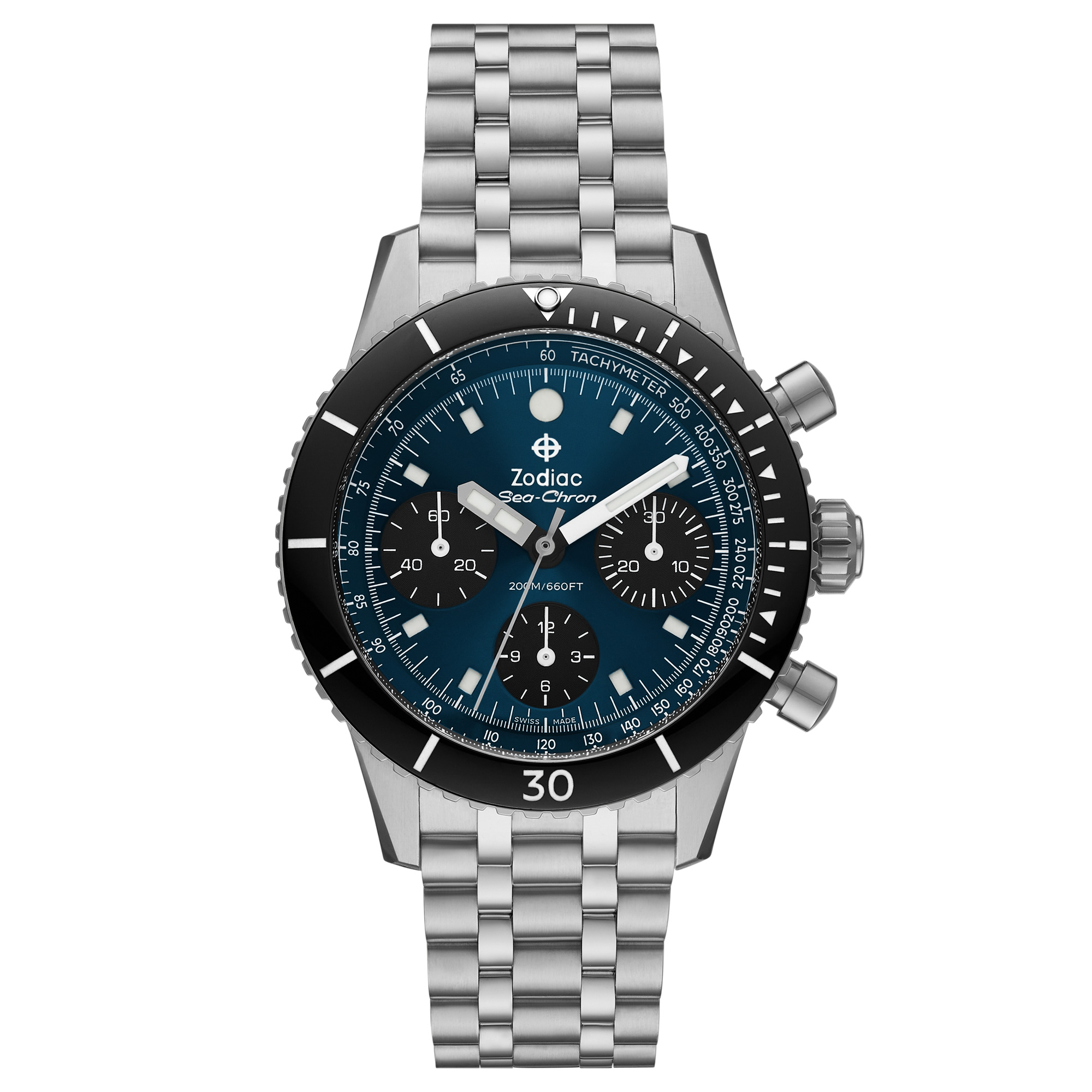 Zodiac Sea-Chron Chronograph Automatic Blue Dial Stainless Steel Watch 42mm - ZO3605 2495$