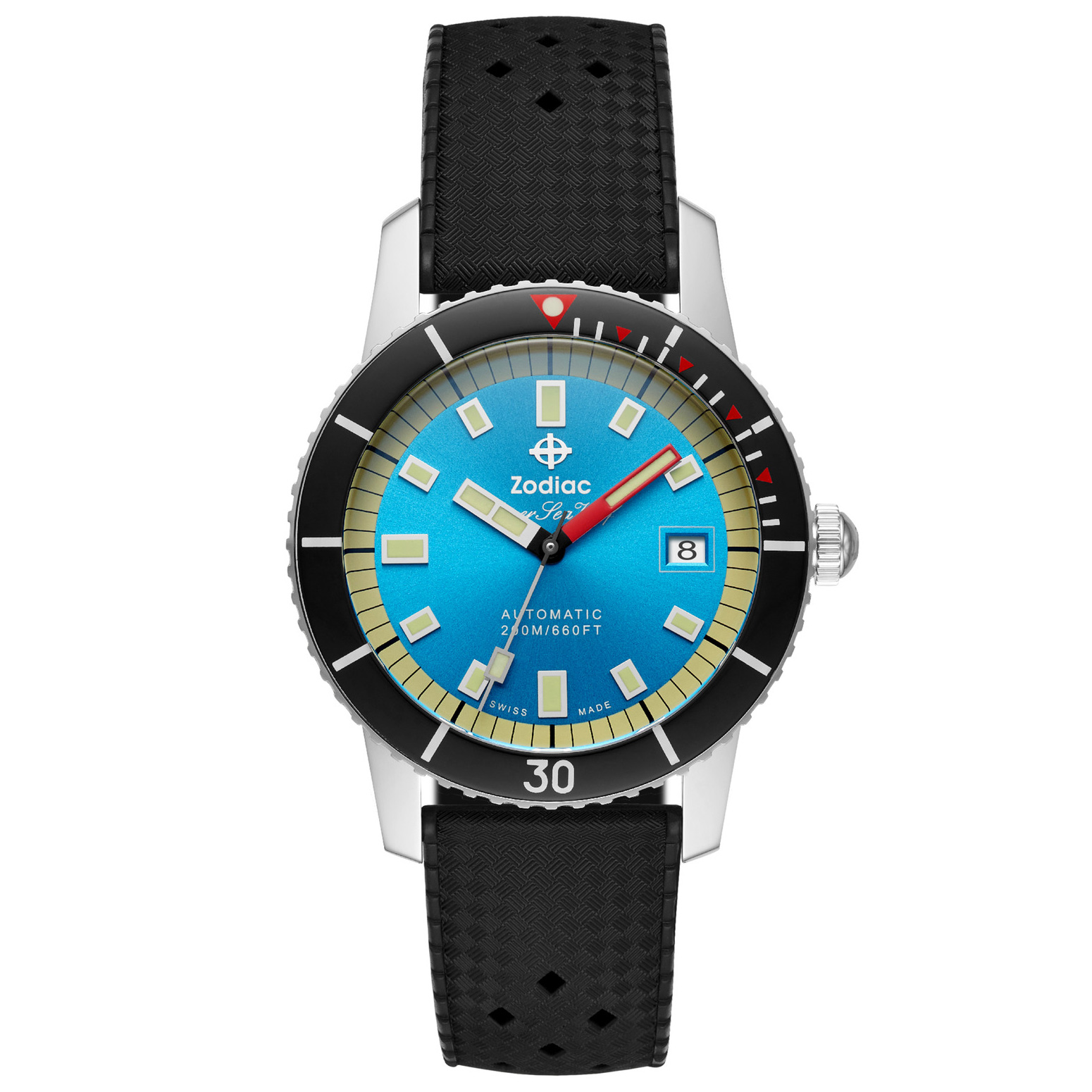 Zodiac Super Sea Wolf 53 Compression Diver Automatic Blue Dial Black Rubber Watch 40mm - ZO9275 1395$