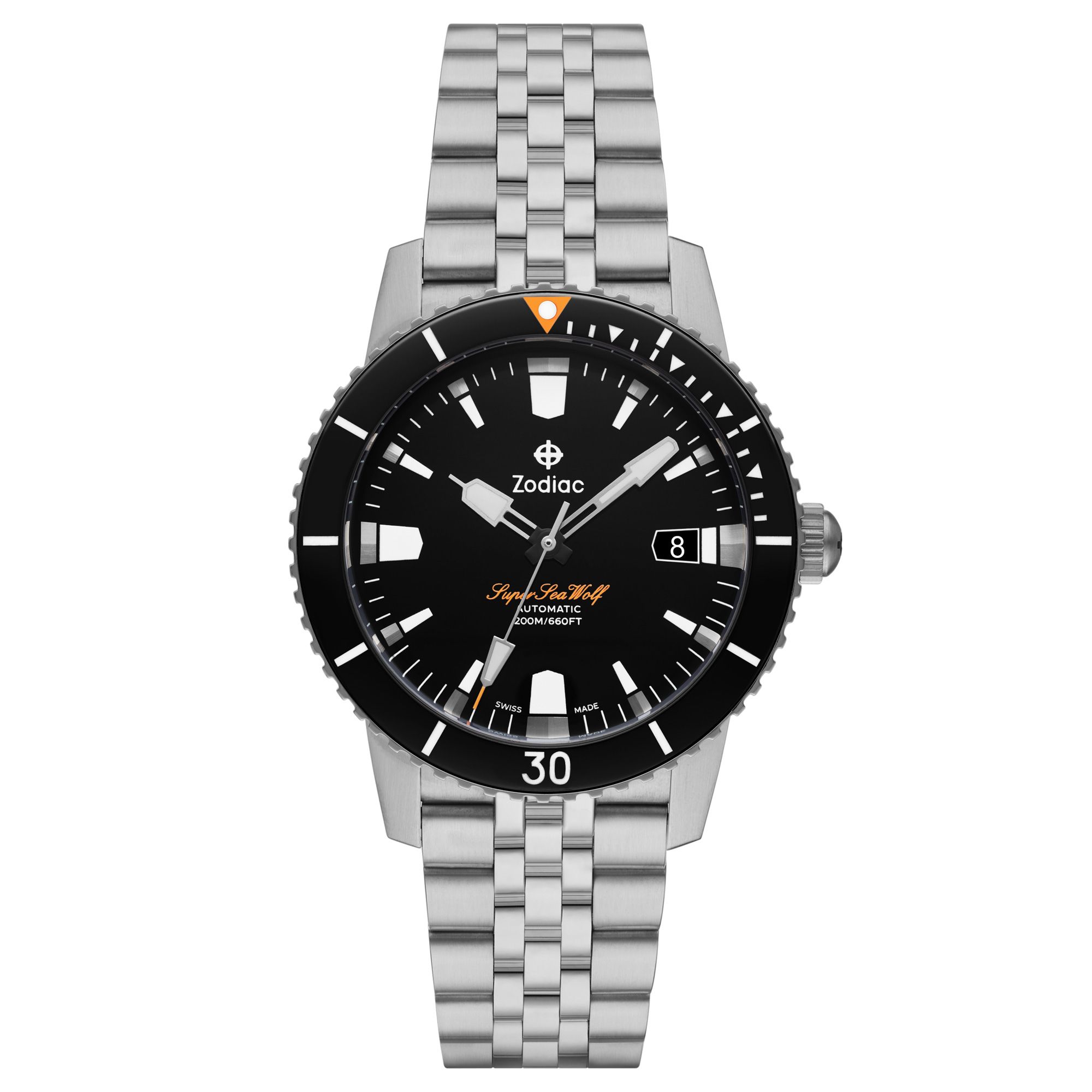 Zodiac Super Sea Wolf Compression Diver Automatic Black Dial Stainless Steel Watch 40mm - ZO9296 1117$