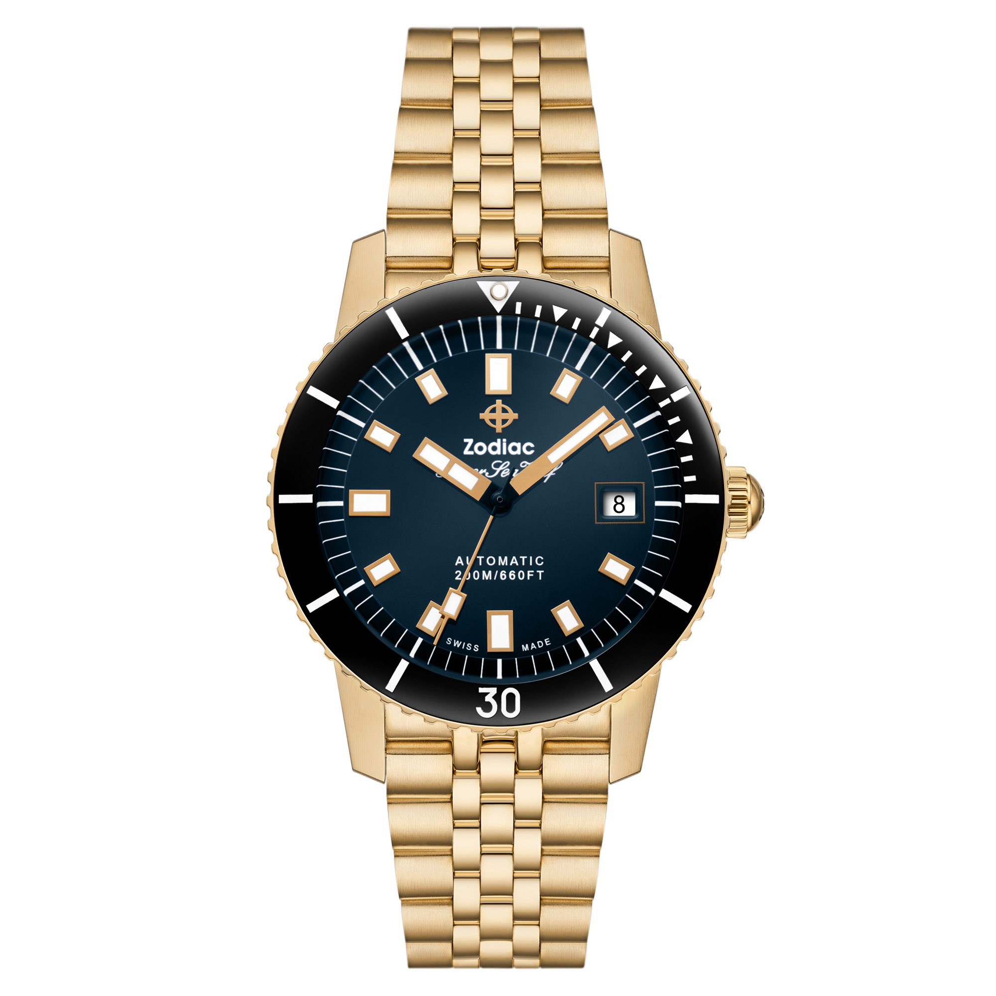Zodiac Super Sea Wolf Compression Diver Blue Dial 18K Gold-Plated Stainless Steel Watch 40mm - ZO9308 4995$