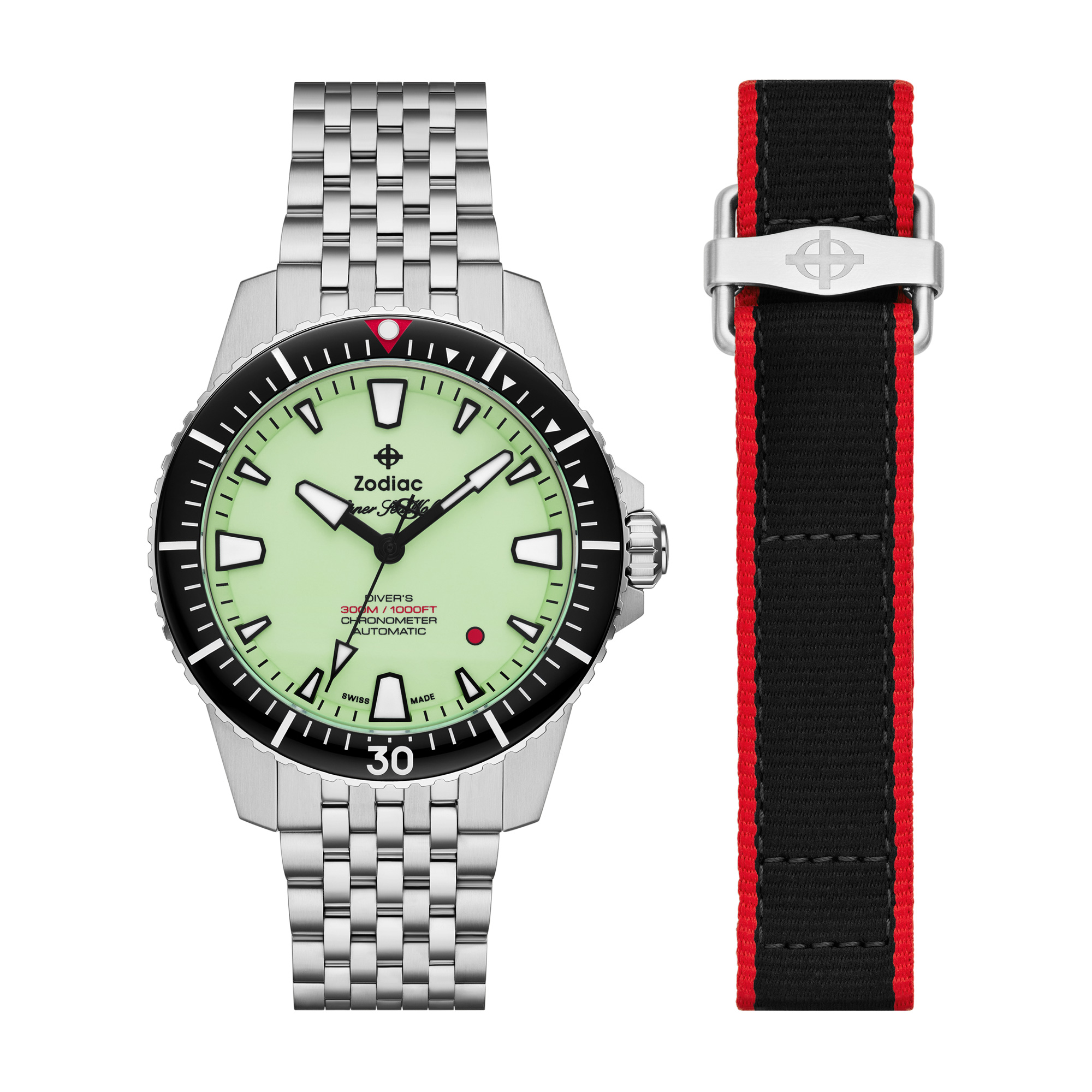 X RedBar Super Sea Wolf Pro-Diver Automatic Stainless Steel Limited Edition Watch 42mm - Zodiac ZO3559