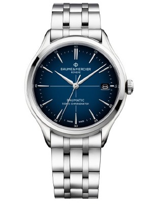 Shop Baume & Mercier Men's Watches Baume & Mercier men's blue dial stainless steel strap watch
