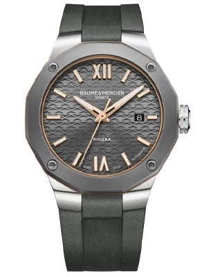 Shop Baume & Mercier New Arrivals New Baume & Mercier grey rubber strap watch with grey dial