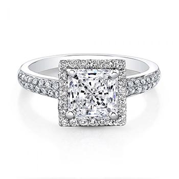 Forevermark Center of My Universe Princess Diamond Halo Engagement Ring 7/8ctw