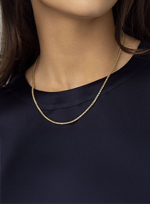18 Inch Yellow Gold Round Box Chains