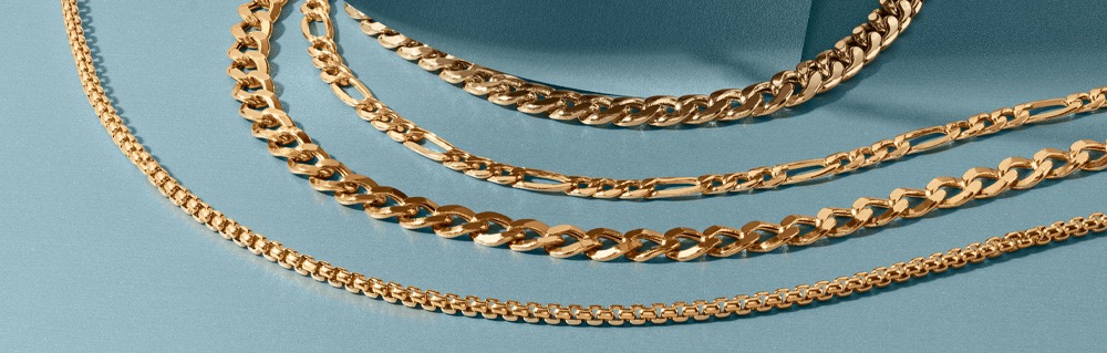 Necklace Length and Chain Length Size Guide. Close up image of chain necklaces.