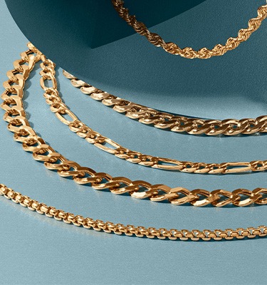 Necklace Length and Chain Length Size Guide. Close up image of chain necklaces.