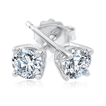 ECONIC 3/4ctw Round Lab-Grown Diamond Solitaire White Gold Stud Earrings