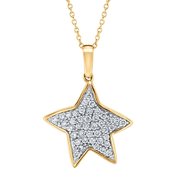 The Little Prince 1/3ctw Diamond Star Two-Tone Pendant Necklace