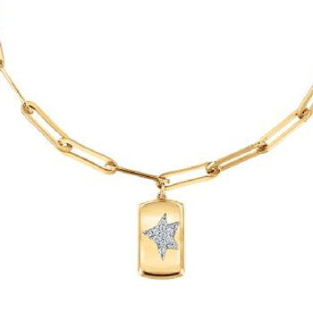 The Little Prince 1/20ctw Star Yellow Gold Paperclip Chain Bracelet