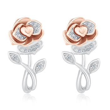 Enchanted Disney Fine Jewelry Belle’s Rose Earrings 1/20ctw