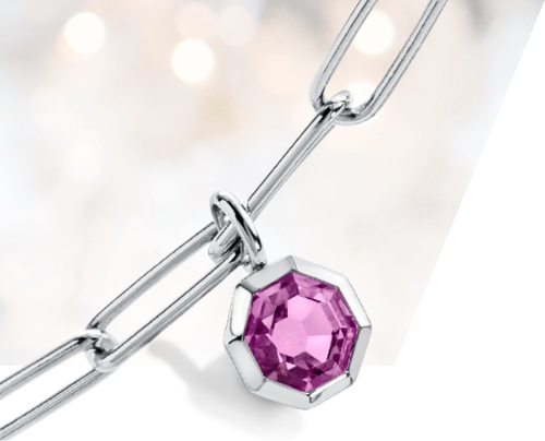 Octagon Pink Amethyst Sterling Silver Link Necklace | Stop Collection
