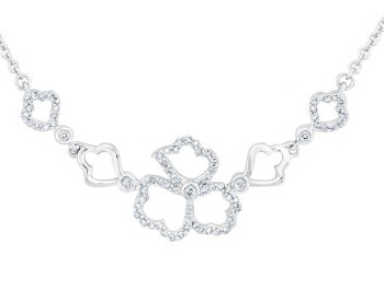 REEDS Exclusive True Petals Flower Diamond Station Necklace 1/3ctw