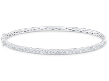 Single Row Round Diamond Bangle Bracelet 1ctw