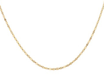 Yellow Gold Flat Oval Chain Necklace 2mm, 18 Inches