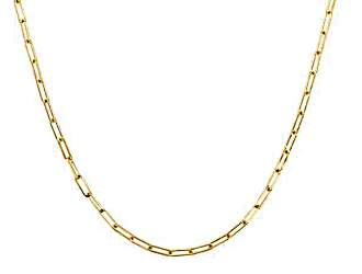 Yellow Gold Paperclip Link Chain Necklace 2.1mm, 24 Inches
