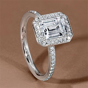 Emerald-cut diamond engagement ring from the Love's Path bridal collection